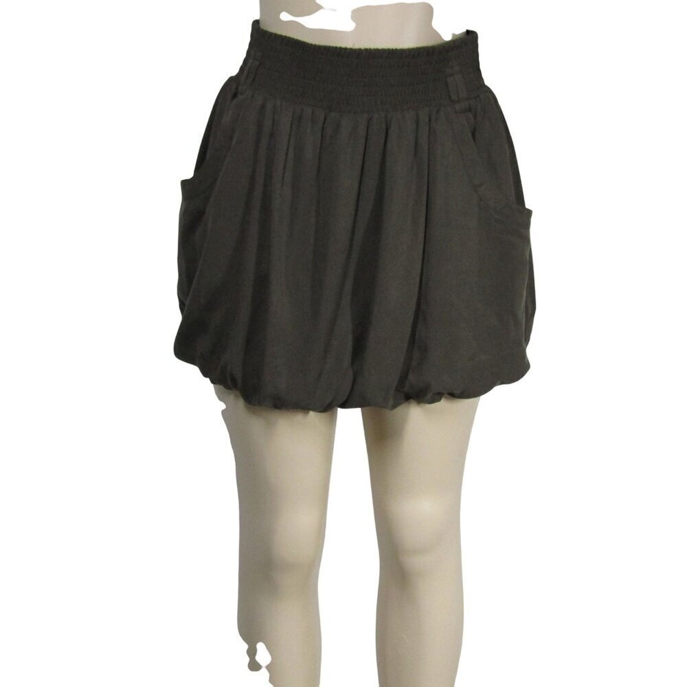 VTG Y2K  BUBBLE Micro Mini Skirt Army Olive Green Fairy Grunge Boho balloon M